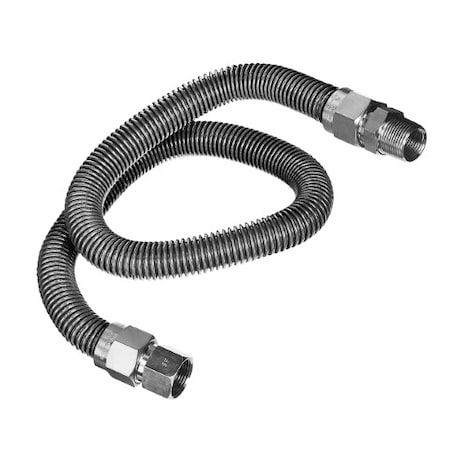 Flextron Gas Line Hose 5/8'' O.D. x 48'' Length 1/2" FIP x MIP Fittings, Stainless Steel Flexible Connector FTGC-SS12-48C